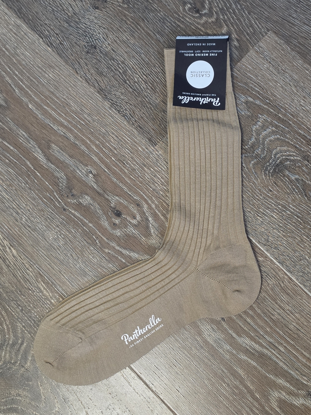 Pantherella Laburnum Merino Wool Socks NWT Light Khaki Medium